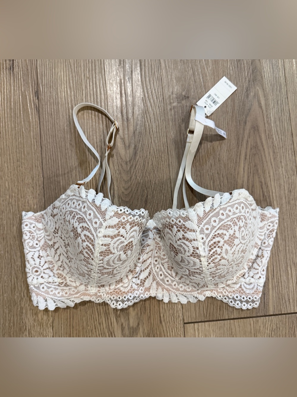 Aerie Womans Beige/White Balconette Bra Size 36C Brand New